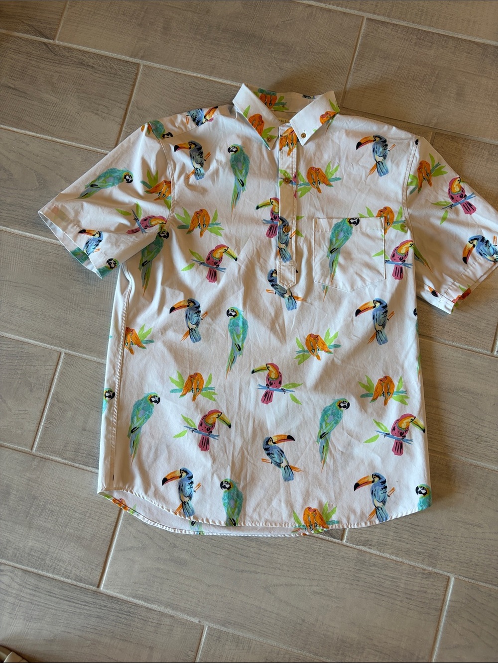 chubbies White Tropical Bird Short-Sleeve Button Down Shirt